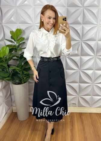 Camisa Natasha Em Cetim - Branca - Milla Chic