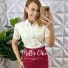 Camisa Tunísia Em Tule Bordado - Manteiga - Milla Chic