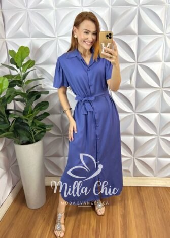 Milla Chic - millachic com br chemise bernadete azul 3 Chemise Bernadete - Azul - Milla Chic