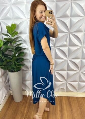 Conjunto Galles Em Viscolinho - Azul - Milla Chic