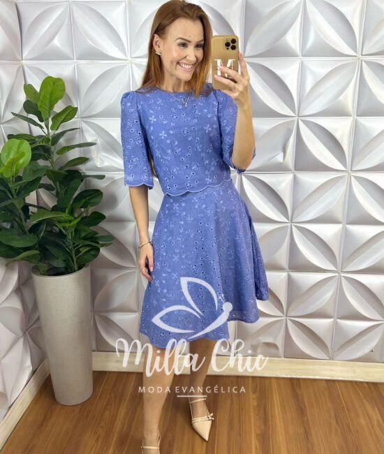 Conjunto Jardins Lesie Algodão 3D - Azul - Milla Chic