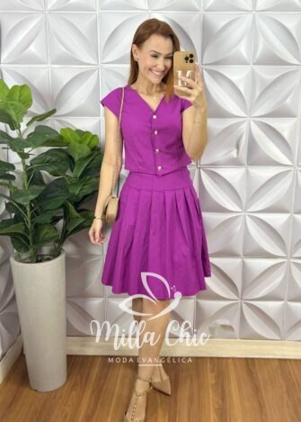 Conjunto Roma Em Tricoline - Orquídea - Milla Chic