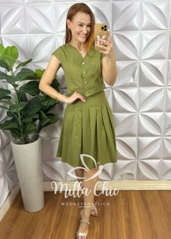 Conjunto Roma Em Tricoline - Verde - Milla Chic