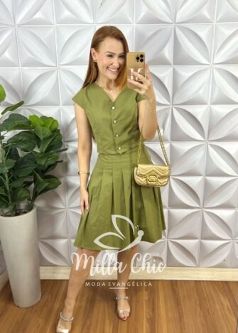 Conjunto Roma Em Tricoline - Verde - Milla Chic