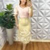 Saia Albânia Em Alfaiataria - Nude - Milla Chic