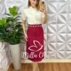 Milla Chic - millachic com br saia albania em alfaiataria vermelha Saia Albânia Em Alfaiataria - Vermelha - Milla Chic