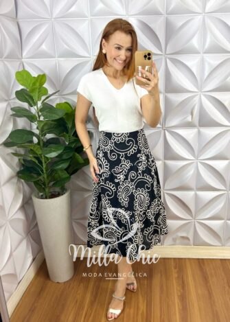 Milla Chic - millachic com br saia argelia em bordado bordone preta 4 Saia Argélia Em Bordado Bordone - Preta - Milla Chic