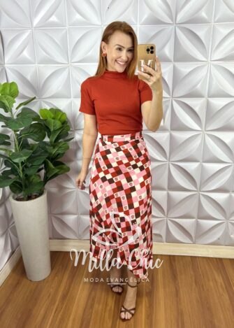 Saia Envelope Ayla Xadrez - Milla Chic