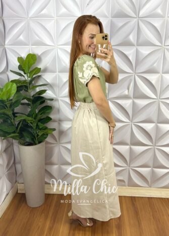 Milla Chic - millachic com br saia eva em linho areia 1 Saia Eva Em Linho - Areia - Milla Chic