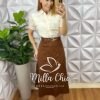 Saia Kora Em Sarja - Marrom - Milla Chic