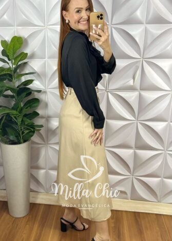 Milla Chic - millachic com br saia mafalda em linho com cinto areia 1 Saia Mafalda Em Linho Com Cinto - Areia - Milla Chic