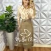 Saia Mafalda Em Linho Com Cinto - Marrom - Milla Chic