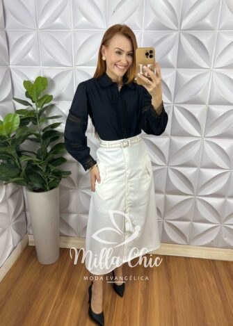Milla Chic - millachic com br saia mafalda em linho com cinto branca 3 Saia Mafalda Em Linho Com Cinto - Branca - Milla Chic
