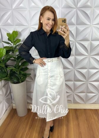 Milla Chic - millachic com br saia mafalda em linho com cinto branca 4 Saia Mafalda Em Linho Com Cinto - Branca - Milla Chic