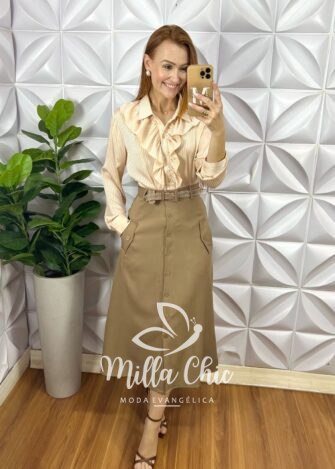 Milla Chic - millachic com br saia mafalda em linho com cinto marrom 1 Saia Mafalda Em Linho Com Cinto - Marrom - Milla Chic