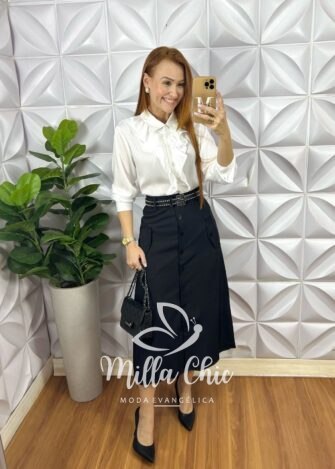 Milla Chic - millachic com br saia mafalda em linho com cinto preta 1 Saia Mafalda Em Linho Com Cinto - Preta - Milla Chic