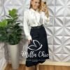 Saia Mafalda Em Linho Com Cinto - Preta - Milla Chic