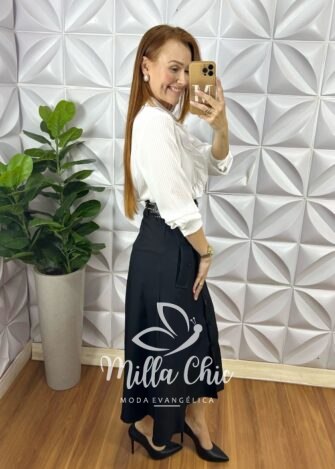 Milla Chic - millachic com br saia mafalda em linho com cinto preta 2 Saia Mafalda Em Linho Com Cinto - Preta - Milla Chic