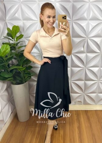 Saia Monalisa Envelope - Preta - Milla Chic