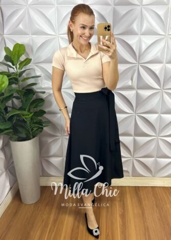 Saia Monalisa Envelope - Preta - Milla Chic