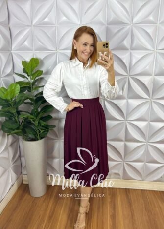 Saia Samanta Em Viscolinho - Marsala - Milla Chic