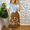 Saia Samanta Em Viscolinho - Marrom - Milla Chic