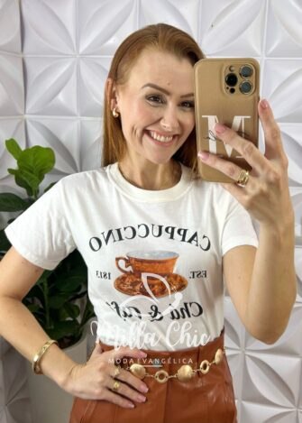 Milla Chic - millachic com br t shirt cappuccino branca 1 T-shirt Cappuccino - Branca - Milla Chic