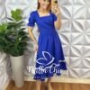 Vestido Andorra Em Tricoline Com Guipper - Azul Bic - Milla Chic