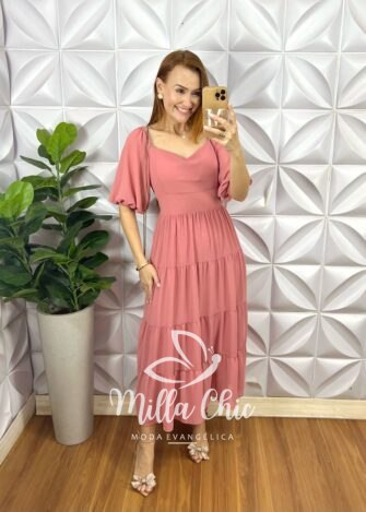 Milla Chic - millachic com br vestido antonella em chiffon rosa 2 Vestido Antonella Em Chiffon - Rosa - Milla Chic