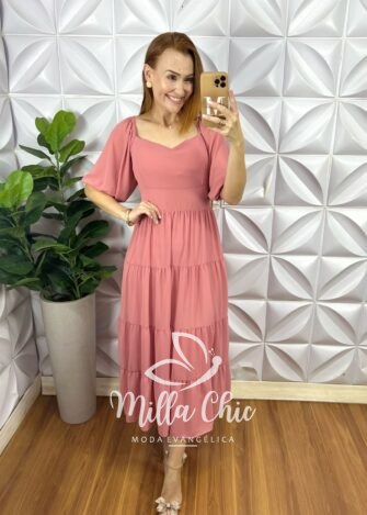 Vestido Antonella Em Chiffon - Rosa - Milla Chic