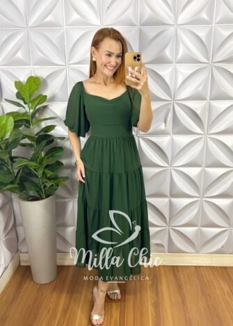 Vestido Antonella Em Chiffon - Verde - Milla Chic
