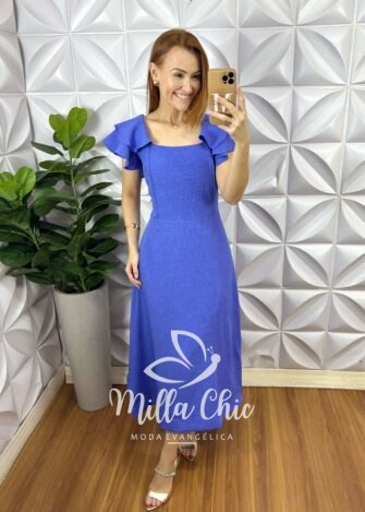 Vestido Áustria Em Linho - Azul - Milla Chic