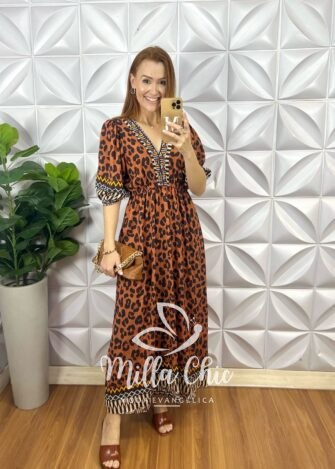 Milla Chic - millachic com br vestido ayumi animal print marrom 1 Vestido Ayumi Animal Print - Marrom - Milla Chic