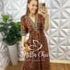 Vestido Ayumi Animal Print - Marrom - Milla Chic