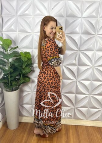 Milla Chic - millachic com br vestido ayumi animal print marrom 2 Vestido Ayumi Animal Print - Marrom - Milla Chic