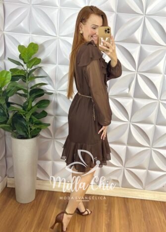 Vestido Boho Chiffon - Marrom - Milla Chic