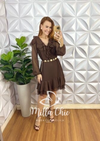 Vestido Boho Chiffon - Marrom - Milla Chic