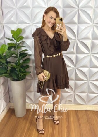 Vestido Boho Chiffon - Marrom - Milla Chic