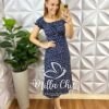 Vestido Camponesa Reto - Azul Marinho - Milla Chic