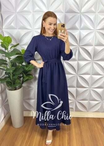 Vestido Carlota - Azul Marinho - Milla Chic