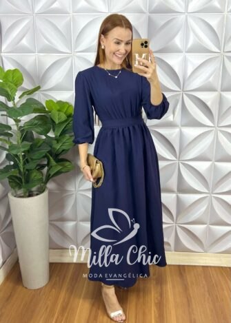 Vestido Carlota - Azul Marinho - Milla Chic