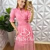 Milla Chic - millachic com br vestido carolaine em lesie algodao 3d rosa Vestido Carolaine Em Lesie Algodão 3D - Rosa - Milla Chic