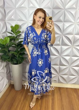 Milla Chic - millachic com br vestido creta em viscolinho azul 2 Vestido Creta Em Viscolinho - Azul - Milla Chic