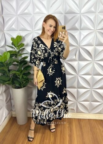 Vestido Creta Em Viscolinho - Preto - Milla Chic