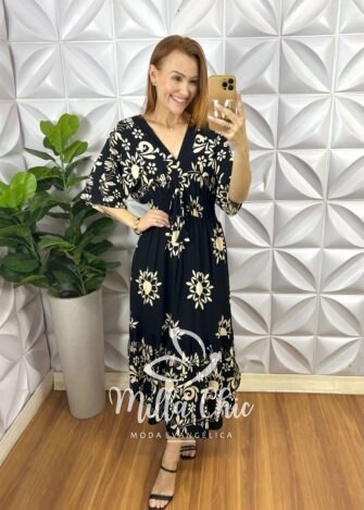 Milla Chic - millachic com br vestido creta em viscolinho preto 3 Vestido Creta Em Viscolinho - Preto - Milla Chic