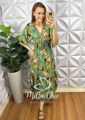 Vestido Creta Em Viscolinho - Verde - Milla Chic