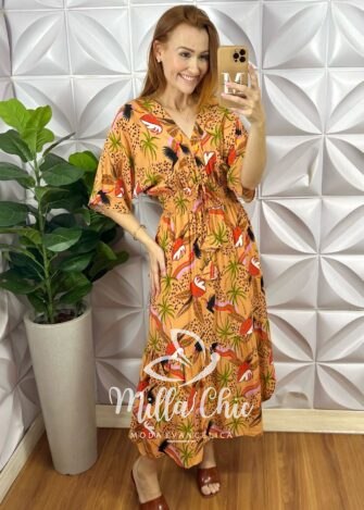 Vestido Creta Em Viscolinho - Laranja - Milla Chic