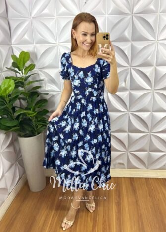 Milla Chic - millachic com br vestido daiana plissado azul 2 Vestido Daiana Plissado - Azul - Milla Chic