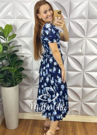 Milla Chic - millachic com br vestido daiana plissado azul 4 Vestido Daiana Plissado - Azul - Milla Chic