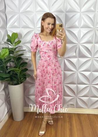 Milla Chic - millachic com br vestido daiana plissado rosa 5 Vestido Daiana Plissado - Rosa - Milla Chic
